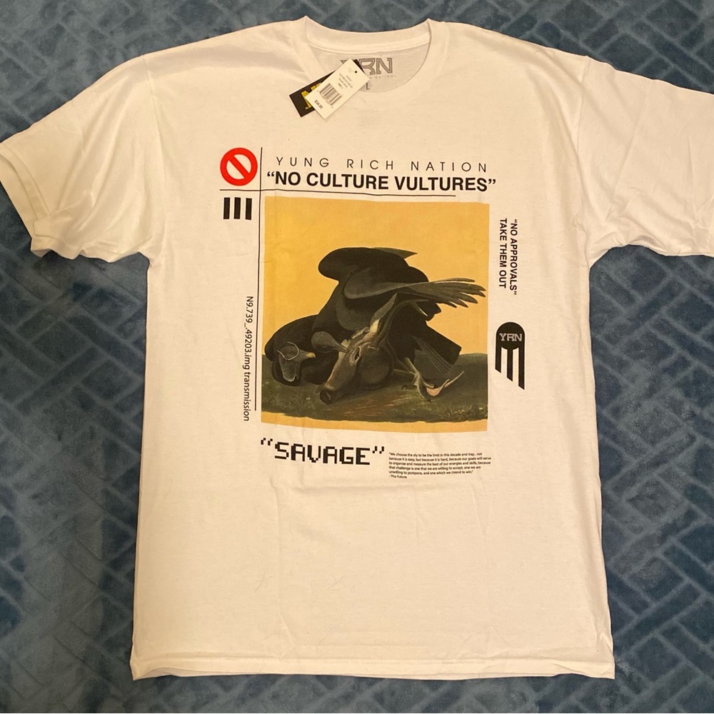 NWT YRN Yung Rich Nation Migos White No Culture Vultures Shirt Size L